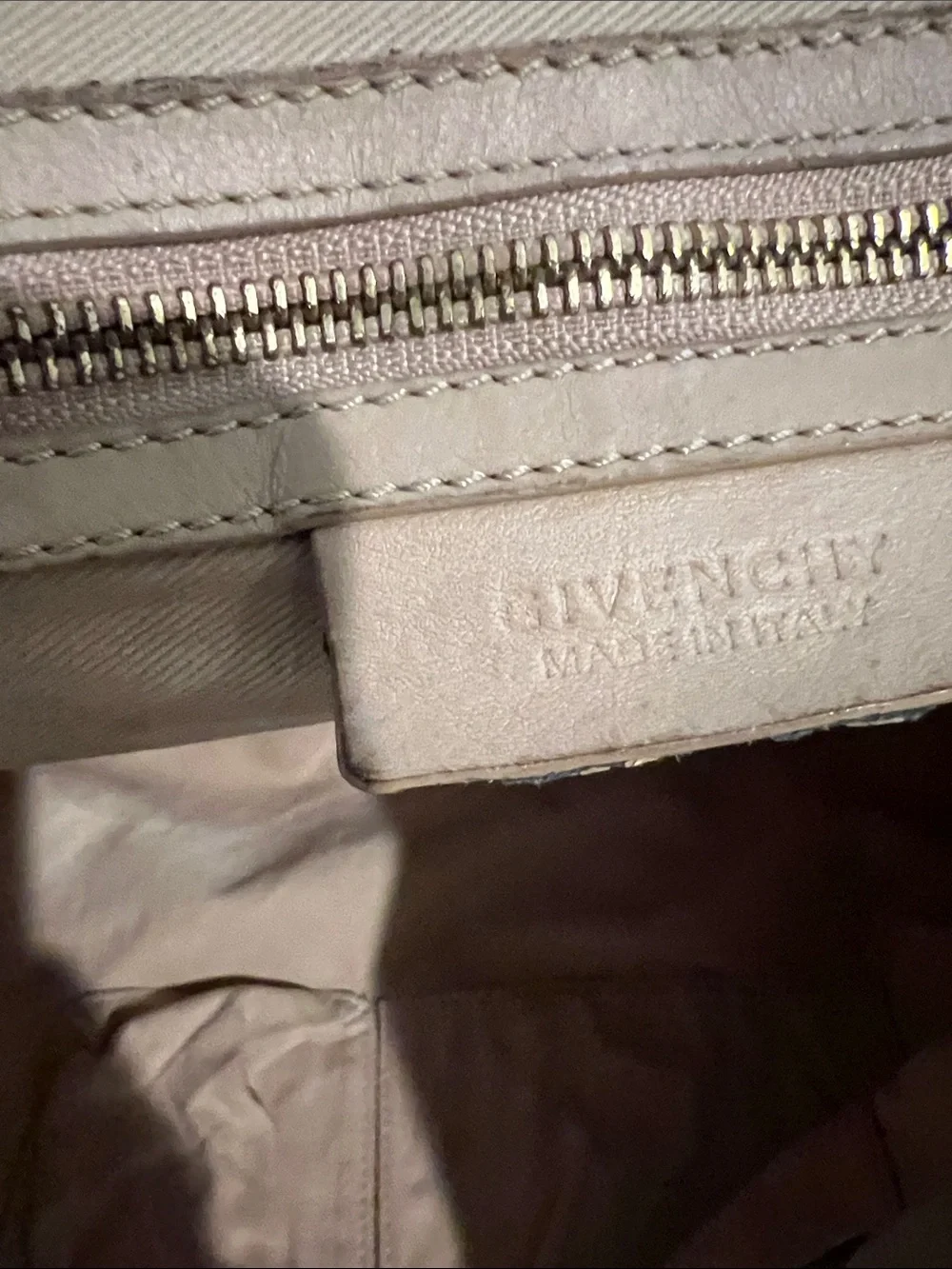 Authentic Givenchy NIGHTINGALE leather shoulder Navy bag with light blue accent